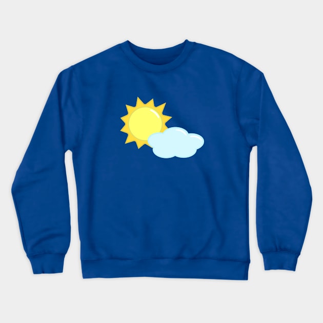 Cute Sun and Cloud Weather Icon in Blue Crewneck Sweatshirt by Kelly Gigi